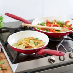 Greenpan Rio Ceramic Nonstick 8" & 10" Open Frypan Set | Red -Chic Kitchen Utensils 13.5 c0eaad33 fc24 4b4e 87c1 bead39308605