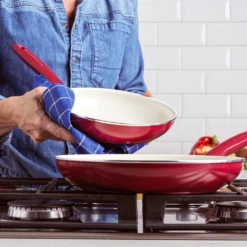 Greenpan Rio Ceramic Nonstick 8" & 10" Open Frypan Set | Red -Chic Kitchen Utensils 13.6 befb479c 3207 4f6d b87e 4e2c75ce2172