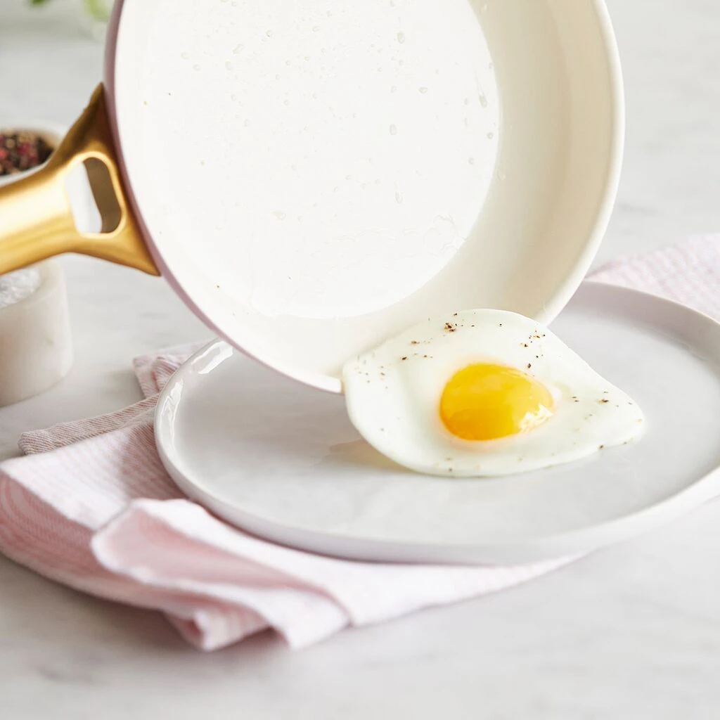 Greenpan Reserve Ceramic Nonstick 8" & 10" Open Frypan Set | Blush 5 Greenpan Reserve Ceramic Nonstick 8" & 10" Open Frypan Set | Blush - Image 5