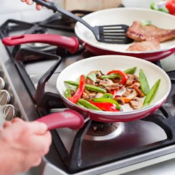 GreenLife Soft Grip<br> 16pc Cookware Sets, Red 9 GreenLife Soft Grip<br> 16pc Cookware Sets, Red -Chic Kitchen Utensils CC001020 002 GreenLife Soft Grip 16pc Cookware Sets Red 4