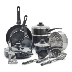 GreenLife Soft Grip <br> 16pc Cookware Sets, Black