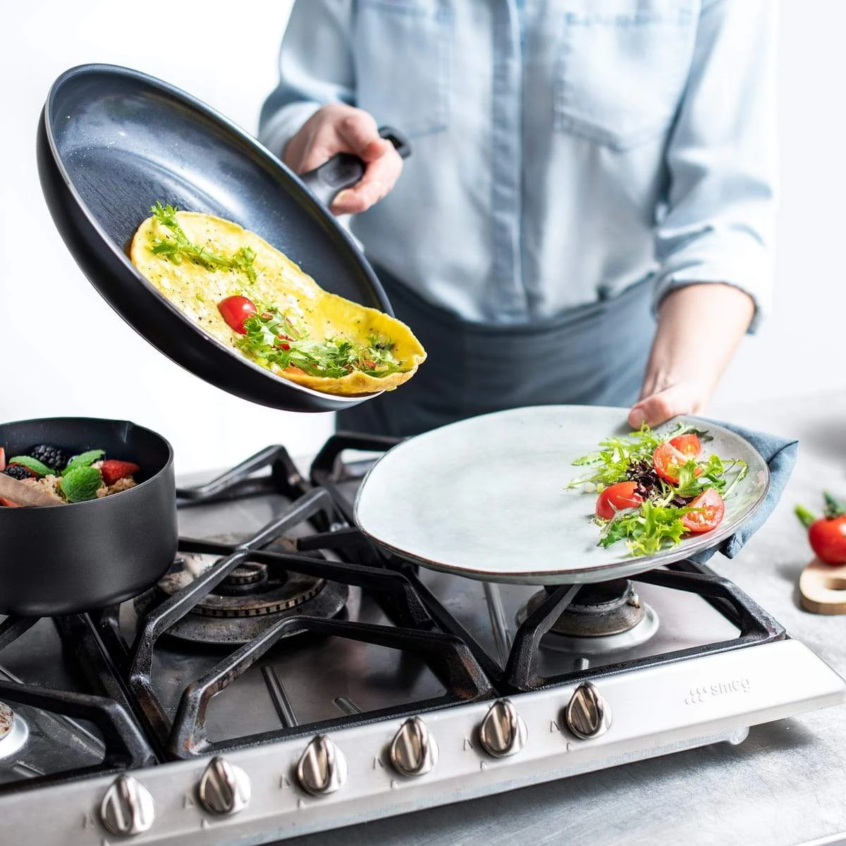 Memphis<br> 3pc Cookware Sets, Black - 20, 24 & 28cm 6 Memphis<br> 3pc Cookware Sets, Black - 20, 24 & 28cm - Image 6