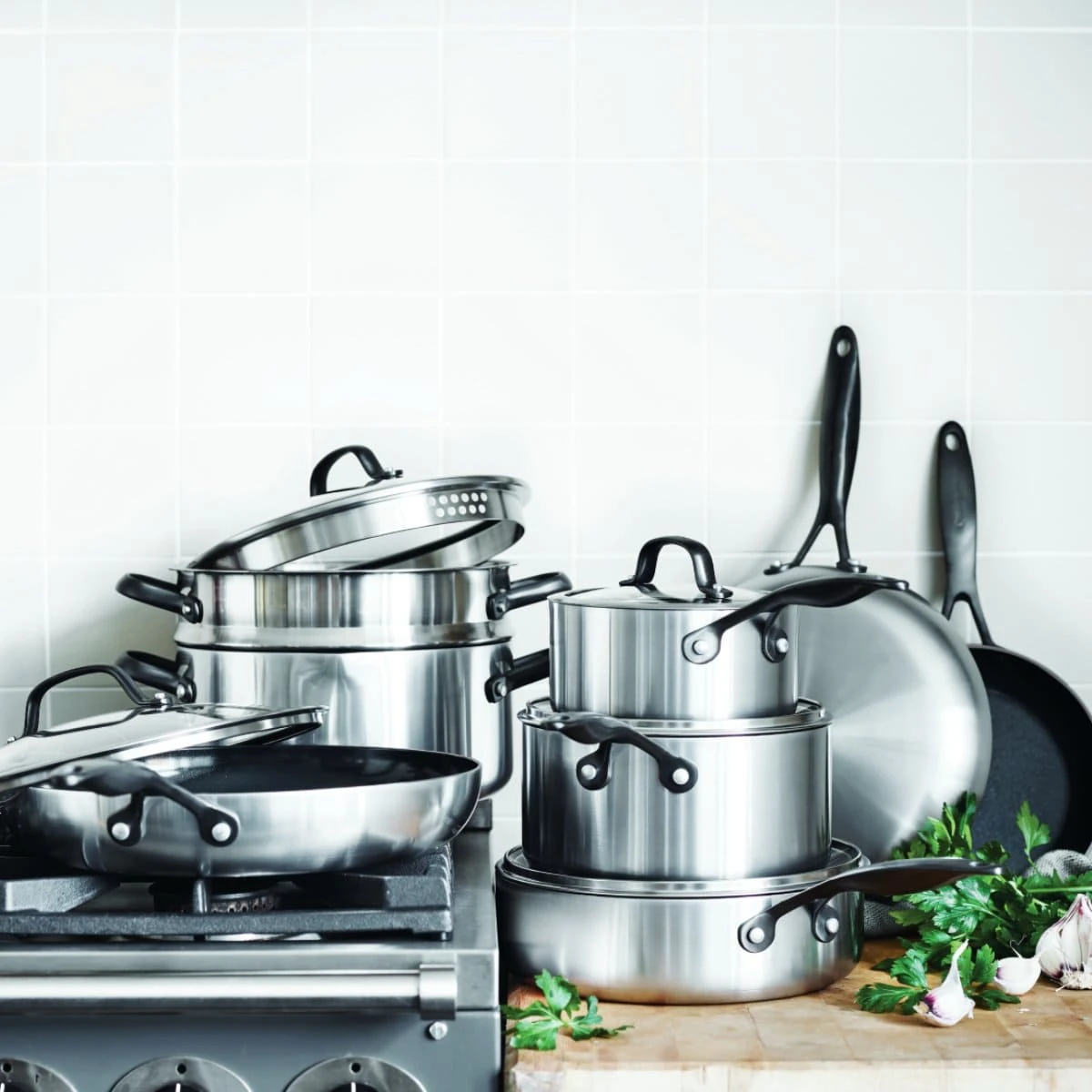 Venice Pro<br> 14PC COOKWARE SETS, STAINLESS STEEL/BLACK 2 Venice Pro<br> 14PC COOKWARE SETS, STAINLESS STEEL/BLACK - Image 2