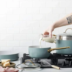 Padova<br> Saucepan With Lid, Smokey Sky Blue - 18cm -Chic Kitchen Utensils CC003717 001 Padova Saucepan with Lid Smokey Sky Blue 18cm 6