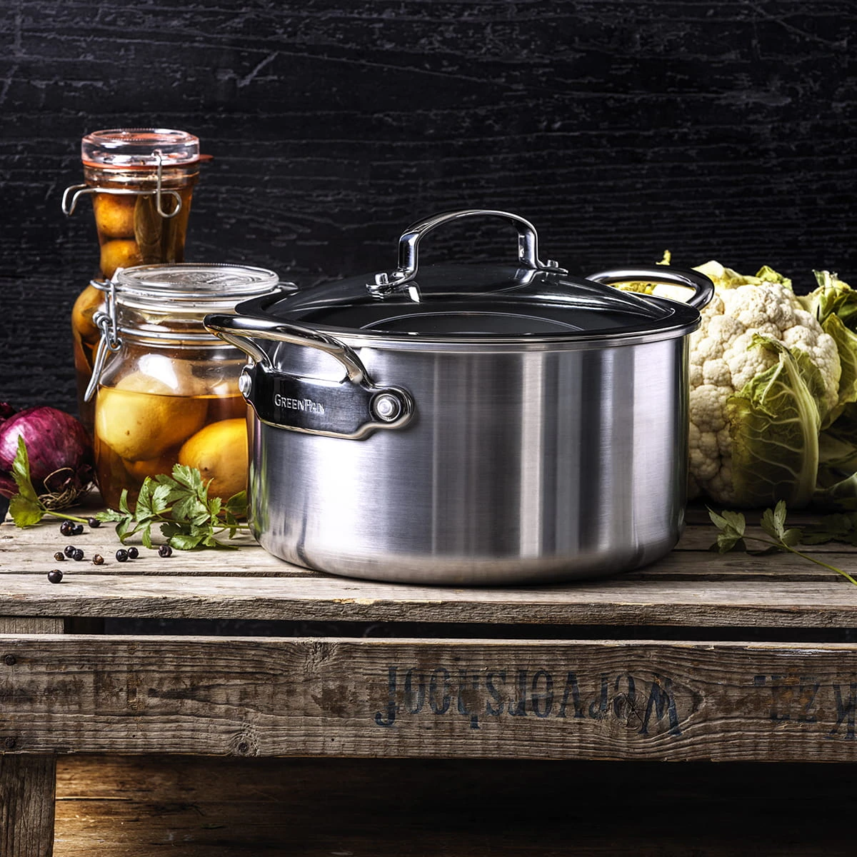 Premiere<br> Stock Pot With Lid, Stainless Steel - 24cm 2 Premiere<br> Stock Pot With Lid, Stainless Steel - 24cm - Image 2