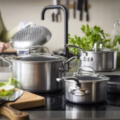 Premiere<br> Stock Pot With Lid, Stainless Steel - 24cm 8 Premiere<br> Stock Pot With Lid, Stainless Steel - 24cm -Chic Kitchen Utensils CC004407 001 Premiere Stock Pot with Lid Stainless Steel 24cm 5