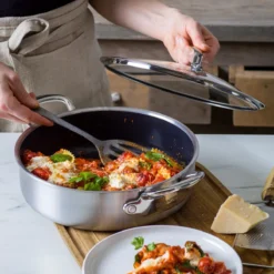 Premiere<br> Skillet With Lid, Stainless Steel - 30cm -Chic Kitchen Utensils CC004414 001 Premiere Skillet with Lid Stainless Steel 30cm 8