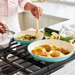 GreenLife Artisan <br> 2pc Cookware Sets, Turquoise - 20 & 26CM -Chic Kitchen Utensils CC004704 001 GreenLife ARTISAN 2PC COOKWARE SETS TURQUOISE 20 26CM 3