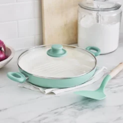 GreenLife Soft Grip<br> SOFT GRIP GRILL PAN WITH LID, TURQUOISE - 28CM -Chic Kitchen Utensils CC004872 001 GreenLife Soft Grip SOFT GRIP GRILL PAN WITH LID TURQUOISE 28CM 3 cb7775e6 8bdc 41cd 8dd9 a5f524a6d7e3