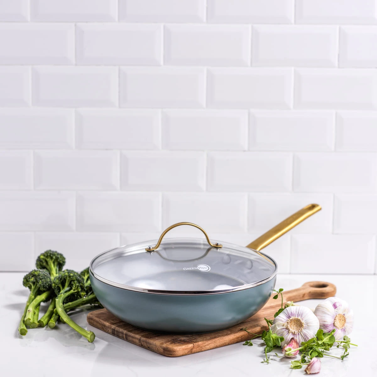 Padova<br> WOK WITH LID, SMOKEY SKY BLUE - 28CM 2 Padova<br> WOK WITH LID, SMOKEY SKY BLUE - 28CM - Image 2