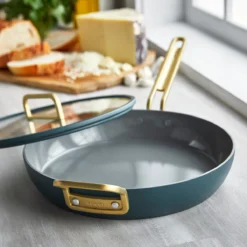 Stanley Tucci™<br> Ceramic Non-Stick 30CM Frypan With Lid | Venetian Teal -Chic Kitchen Utensils CC007794 102 Tucci Stanley Tucci Ceramic Non Stick 30cm Frypan with Lid Venetian Teal 3 e0630f25 c95b 490e aaf0 b5f6539ba447