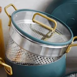 Stanley Tucci™<br> Ceramic Non-stick 11-Piece Cookware Set | Venetian Teal -Chic Kitchen Utensils CC007800 102 Tucci Stanley Tucci Ceramic Non Stick 11 Piece Cookware Set Venetian Teal 9 18985235 d2fd 4765 84cd d1e73866e984