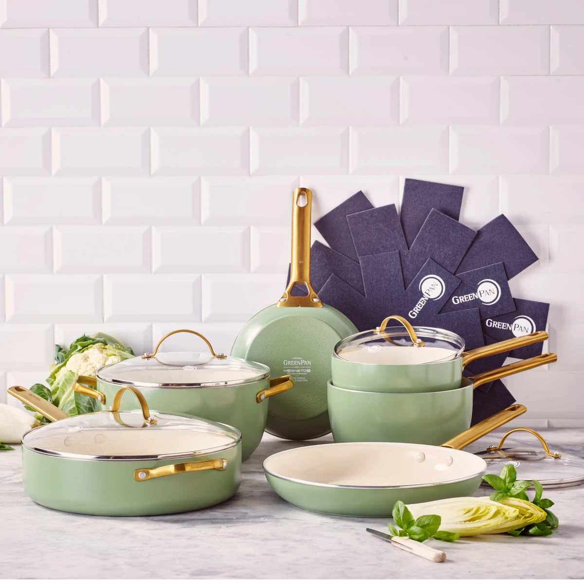 Padova<br> 10pc Cookware Sets, Green Sage 2 Padova<br> 10pc Cookware Sets, Green Sage - Image 2