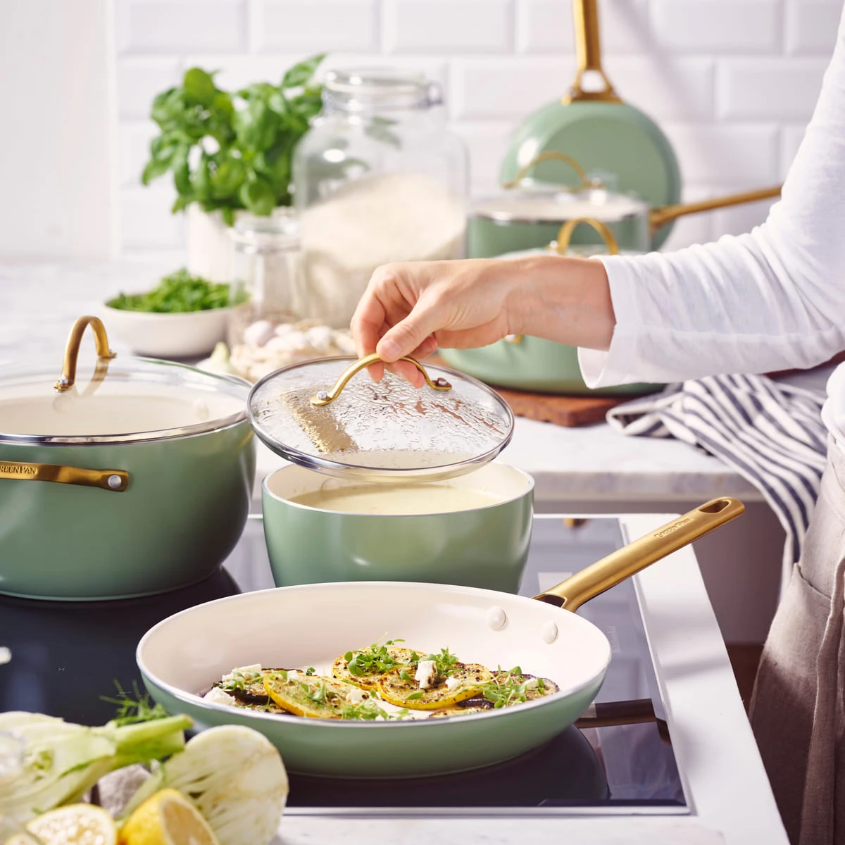 Padova<br> 10pc Cookware Sets, Green Sage 4 Padova<br> 10pc Cookware Sets, Green Sage - Image 4