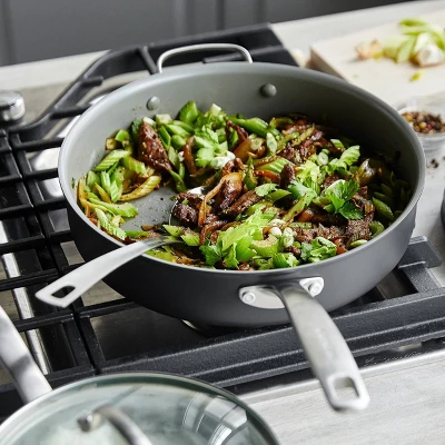 GreenPan Chatham Ceramic Non-Stick Covered Helper Handle Skillet 5qt Gray 2 GreenPan Chatham Ceramic Non-Stick Covered Helper Handle Skillet 5qt Gray - Image 2