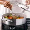 Greenpan Venice Pro Tri-Ply Stainless Steel Ceramic Non Stick 5qt Sauté Pan With Helper Handle & Lid Vibrant Silver